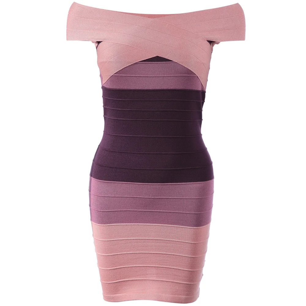 gradient color striped bodycon dress