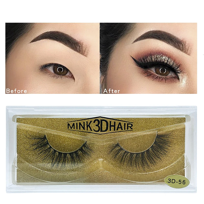 

17 Different Style 3d Fake Mink Cherry China Curved Clear Thin Strip Eyelashes (1 Pair / Box), Black