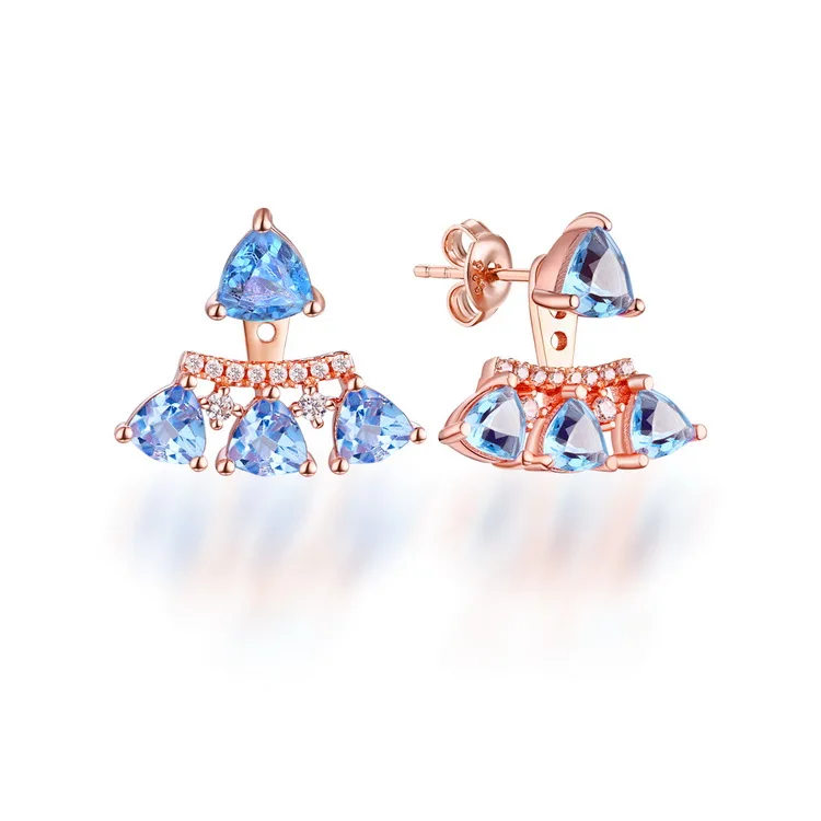 

Changeable design triangle topaz rose gold ladies earrings, Picture