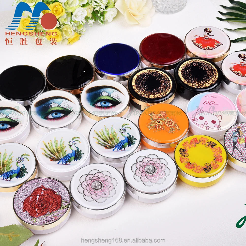 
Hengsheng factory wholesale round custom your own empty makeup cushion cc face foundation compact case 