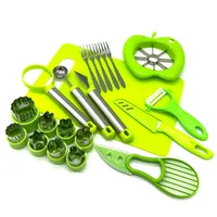 

Amazon Hot sales 30pcs Creative Fruit knife cutting board Knife and fork fruit separator Fruit platter tool set Kitchenware set