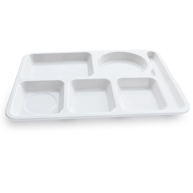 Oem 100melamine Plastic 6 Compartment Hard Canteen Tray Hospital Food