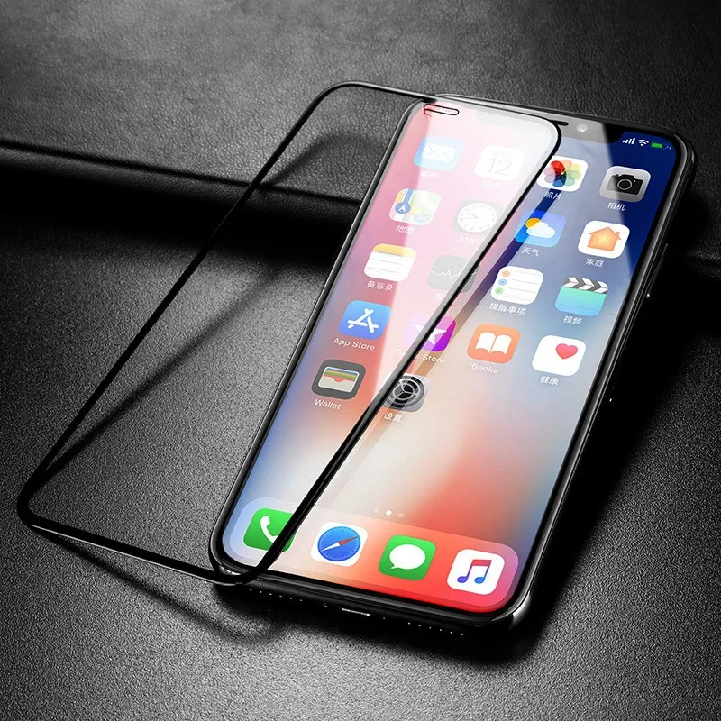 

2019 new arrival 2 Pack 5d Curved Tempered Glass for iPhone 8 7 6S 6 X XR XS max 5d full cover tempered glass screen protector, Black;white