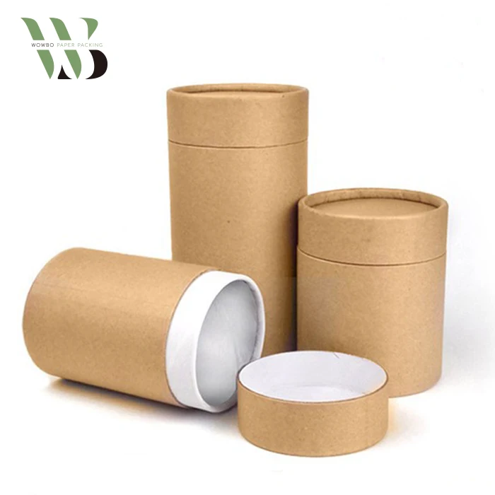 Brown Kraft Paper White Hard Cardboard Tea Tube With Lid Buy Small