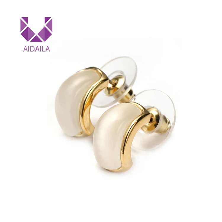 

AIDAILA Fine Design Small Gold Plated Earrings Wholesale Opal Stud Earrings for women 2018, 18k gold;rhodium
