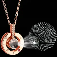 

Fashion Romantic Gift Jewelry 100 languages I love you Projection Pendant Necklace