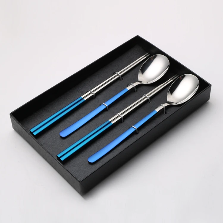 

Elegant Korean Spoon and Chopstick Set for Wedding Favors Chopstick Gift, White;black;red;pink;blue