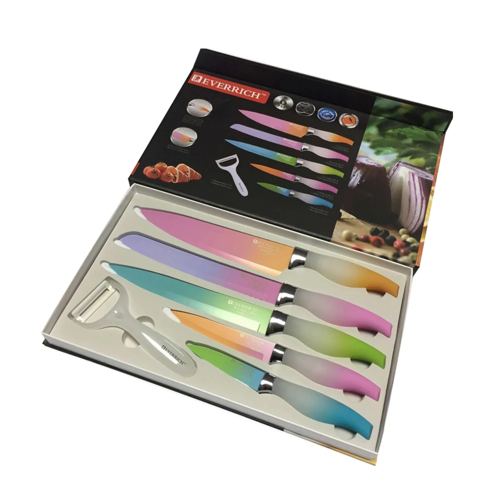 Rainbow Kitchen Knife Knifes Set With Colorcoded Handle,Food Safe Non