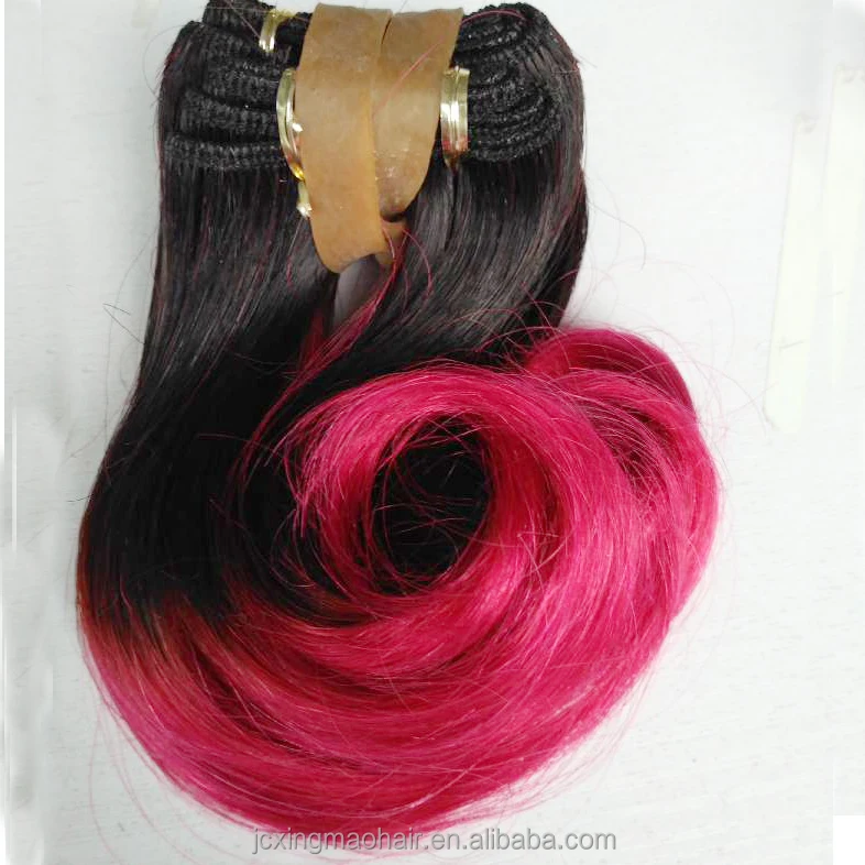 

Best Selling T color Natural Black 1B Rose Red Ombre Color Hair Weave Extensions hair styles short wavy hair