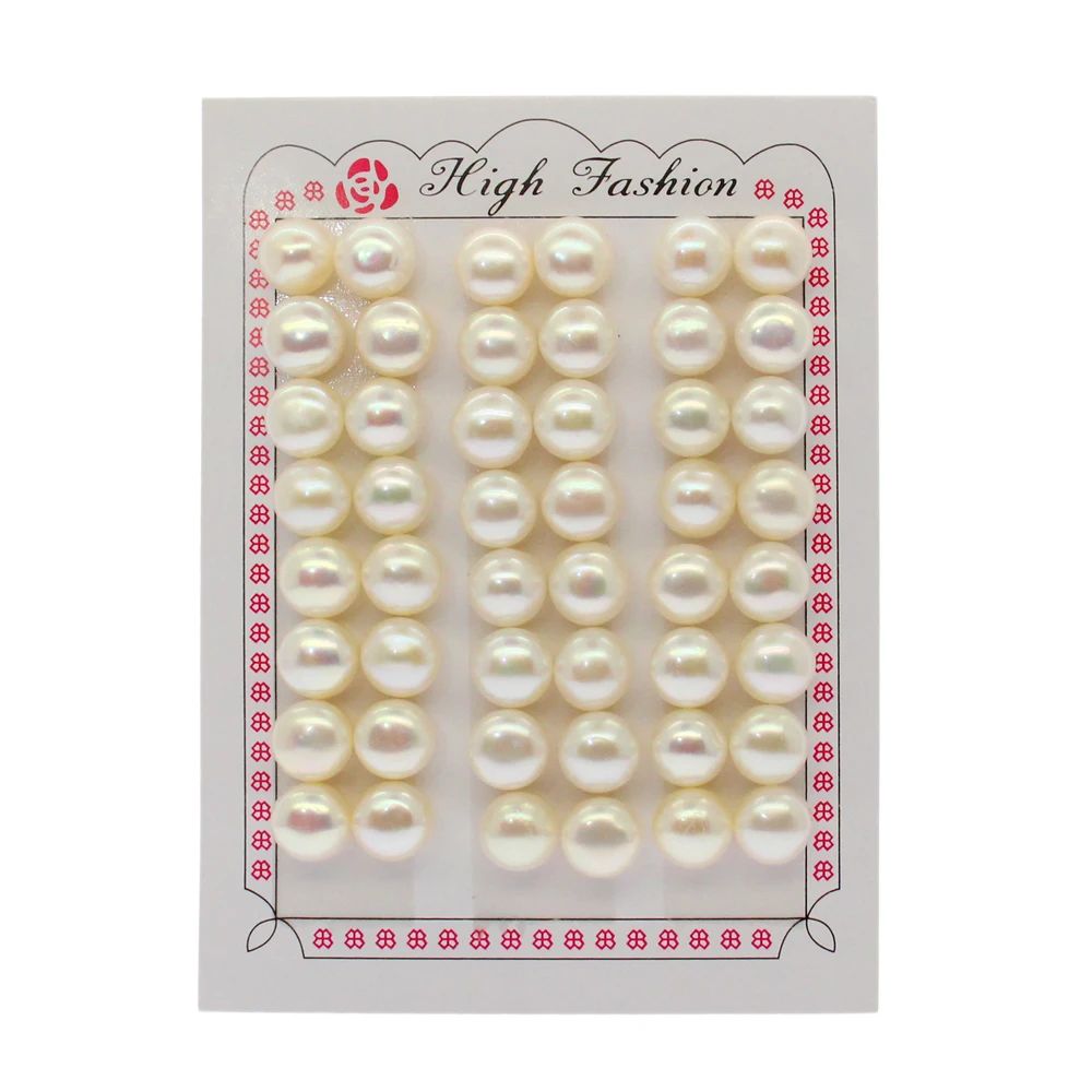 

Round flat pearl beads 8-8.5mm Natural Cultured freshwater Cultured Loose bread white Pearls on sale