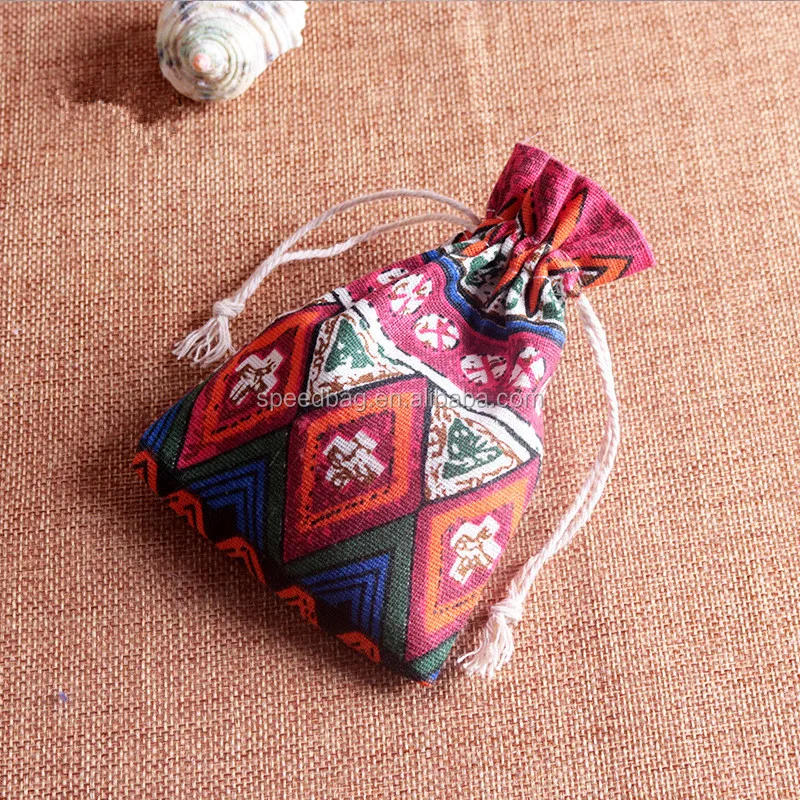 Ready stock small full print canvas jewellery drawstring pouch bag ...