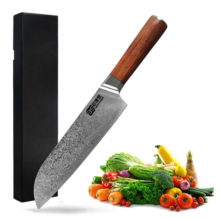 

7 Santoku Knife japanese Amazon hot seller VG10 Damascus Steel with Dalbergia Wood Sharp kitchen knife damascus chef knife