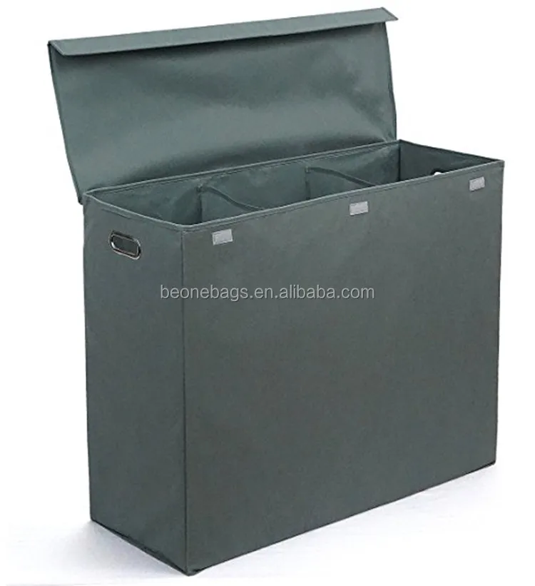 3 section laundry hamper with lid