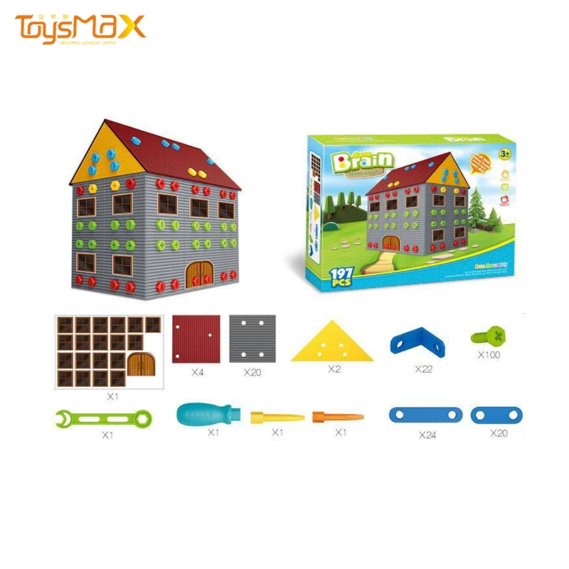 Educational Toys Assembly Double Storey House 3d Building Blocks With Tools