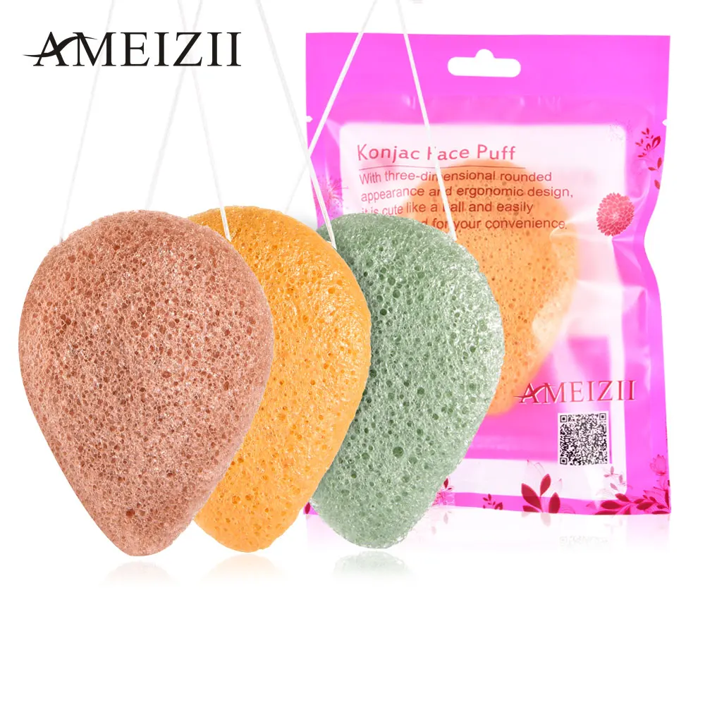 

AMEIZII Natural Exfoliator Konjac Sponge Facial Deep Cleansing Cosmetic Puff, White,red,black,green,yellow,pink