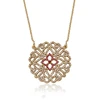 42820 hot sale american diamond jewellery 18k fashion diamond flower pendant gold plated jewelry necklace