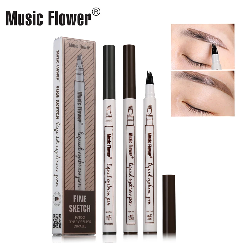 

Original Music Flower Wholesale Fine Sketch Tattoo Microblading Long-lasting Waterproof Liquid 4 Tips OEM Eyebrow Pencil