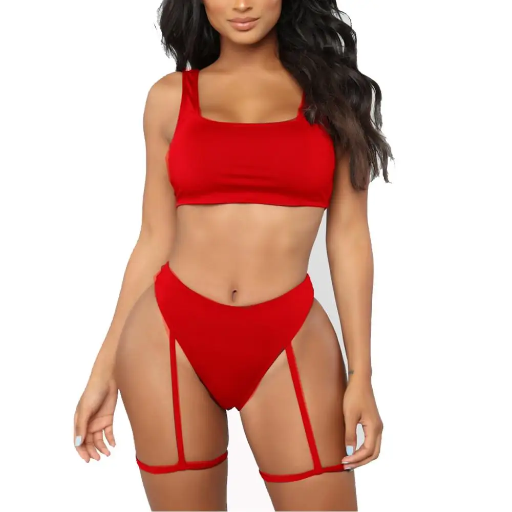 

wholesale 2019 women fashion high waist swimwear bathing suits sexy bikini red