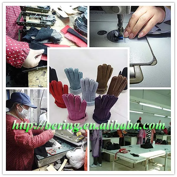 Touch screen multifunctional sheep skins mitten leather mittens with fingers