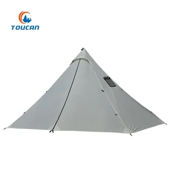 Outdoor 20D Ripstop Nylon Single Layer 4 Persons Stove Chimney Pyramid Ultralight Camping Tent