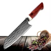 7 Inch Santoku Knife Japan Damascus Steel Professional Slice Cleaver Knife Red Rosewood Handle Kitchen Chef Frozen Cutting Tools
