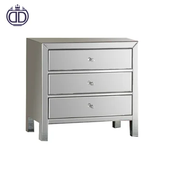 Bathroom Furniture Mirrored Nightstand Chest Cabinet Mirrored