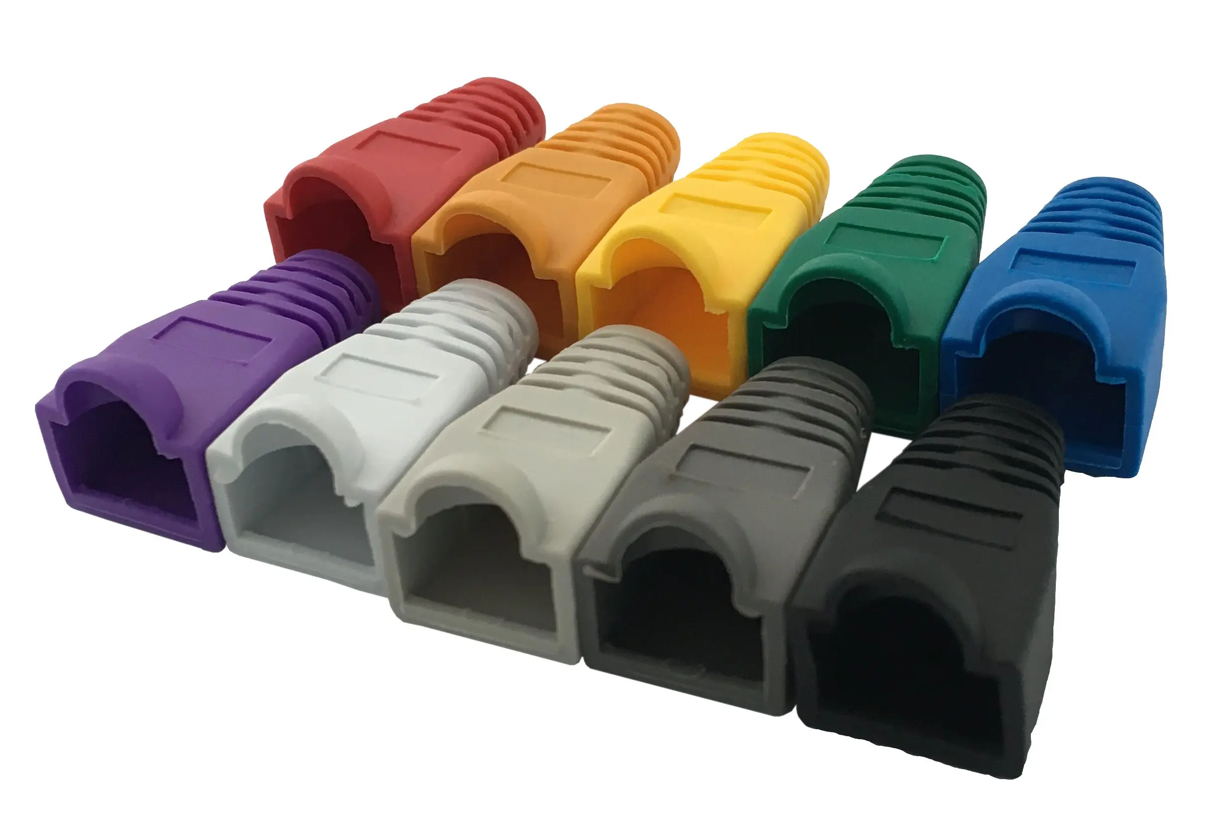 Accessbuy 100 Pcs Mixed Color CAT5E CAT6 RJ45 Ethernet Network Cable Strain Relief Boots Cable Connector Plug Cover