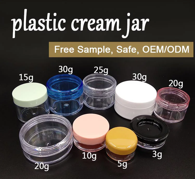 Pequeños envases plásticos Mini Transparent Jar del maquillaje del pote 10G