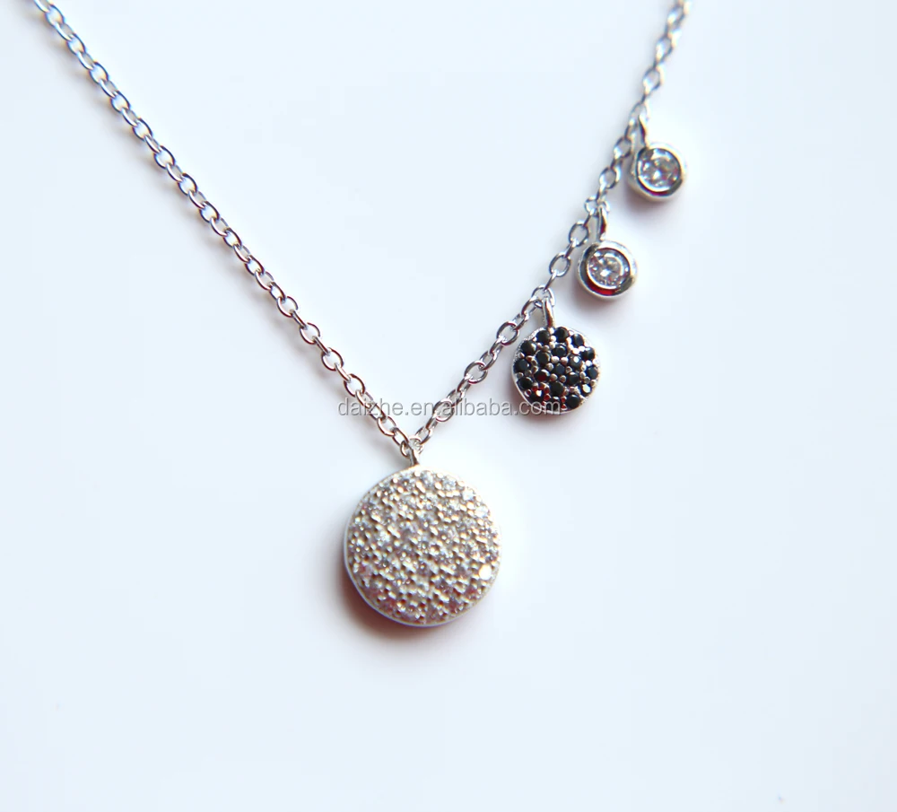 

in stock 925 sterling silver cz disco drop charm 925 silver choker necklace
