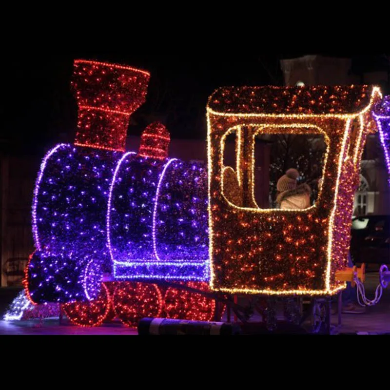 Outdoor 3d Ip65 Led Christmas Lighted Train Sculptures Of Rope Light ...