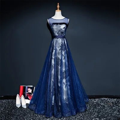 

High End Evening Dress Prom 2017 Sleeveless Full Length Navy Women's Elegant Swing Long Lace Western Party Dresses Gowns, Wine red;green black;white party dresses gowns