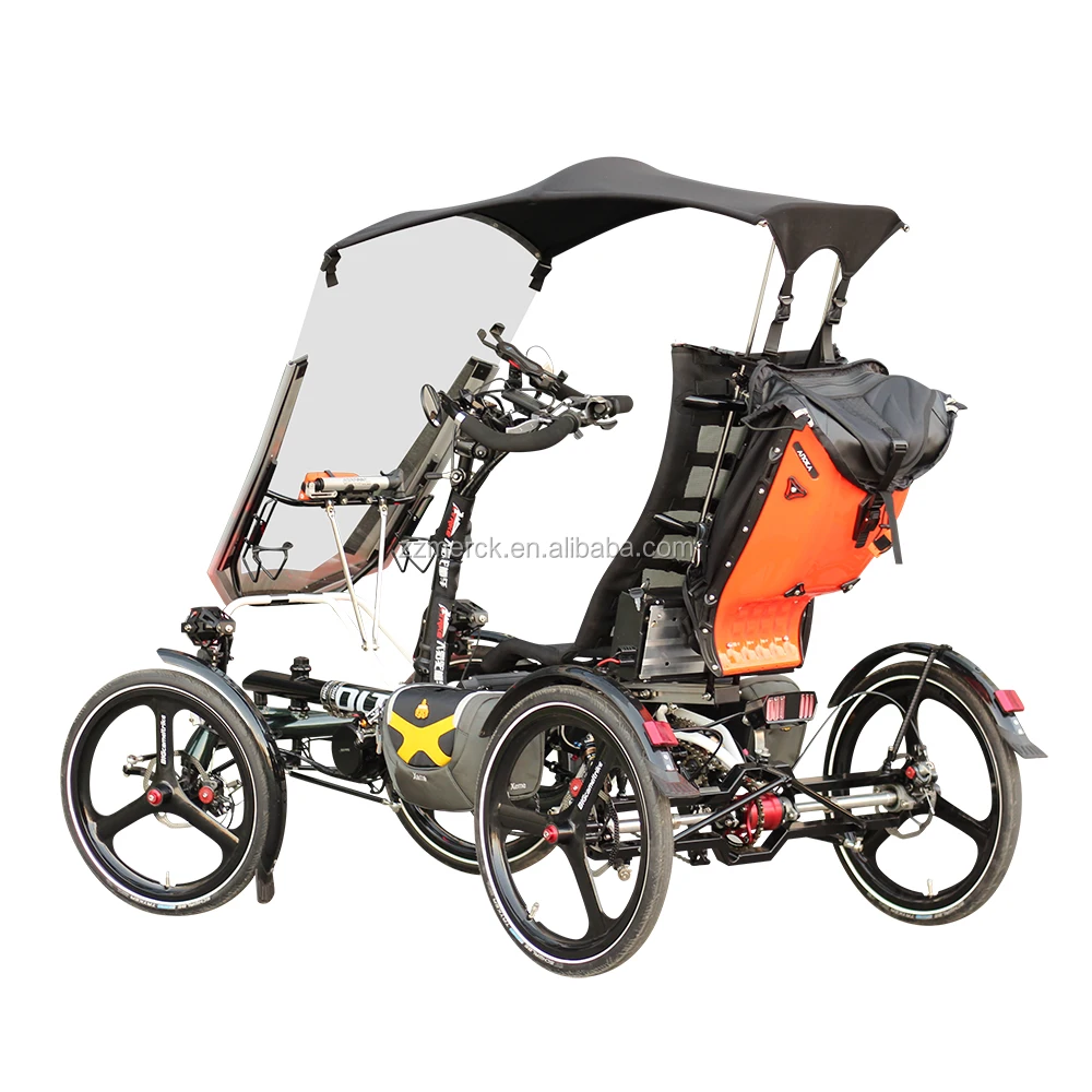 

Elderly Traveling Aluminum Alloy 500W Mid Drive Motor 4 Wheel Electric Vehicle Velo Taxi Recumbent Quadricycle Bike