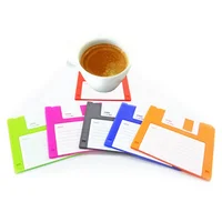 

TOPGOMES eco friendly silicone disk design Floppy Disk Replica Drink Coaster Set of 6 Retro Coasters for cup