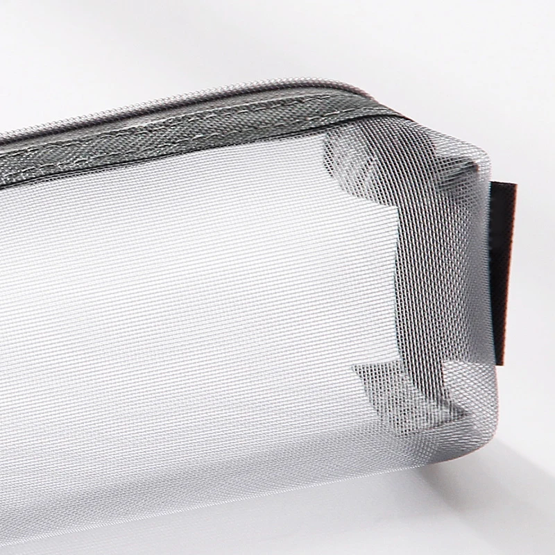Simple transparent test special student large capacity square nylon mesh pencil bag