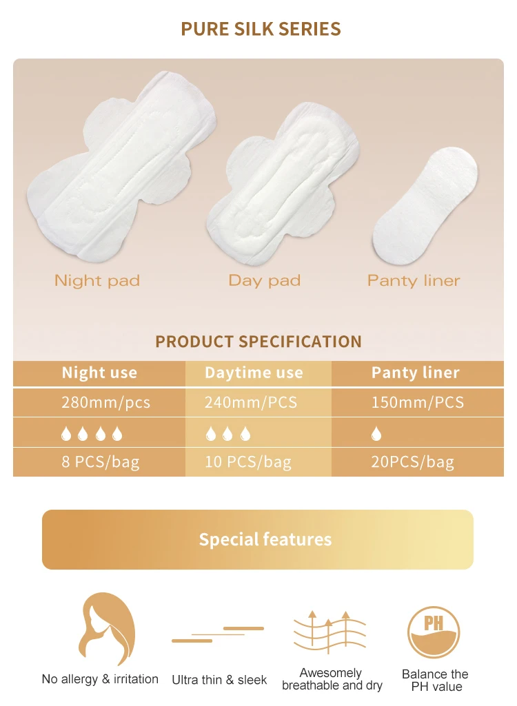 Customized Natural 100 Real Silk Best Sanitary Pads Brands In