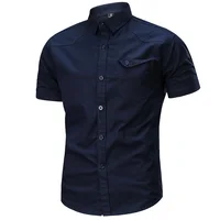 

Shirt Men's Spring short Sleeve Cotton Army Shirt Men's Youth Business Blouse Slim Casual Gift Camisas Hombre
