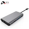 Multifunctional USB Type C Hub to HD-MI 8 in 1 USB-C HUB with VGA Type-C Adapter to RJ45+USB 3.0*2+SD card+3.5mm audio+Charge