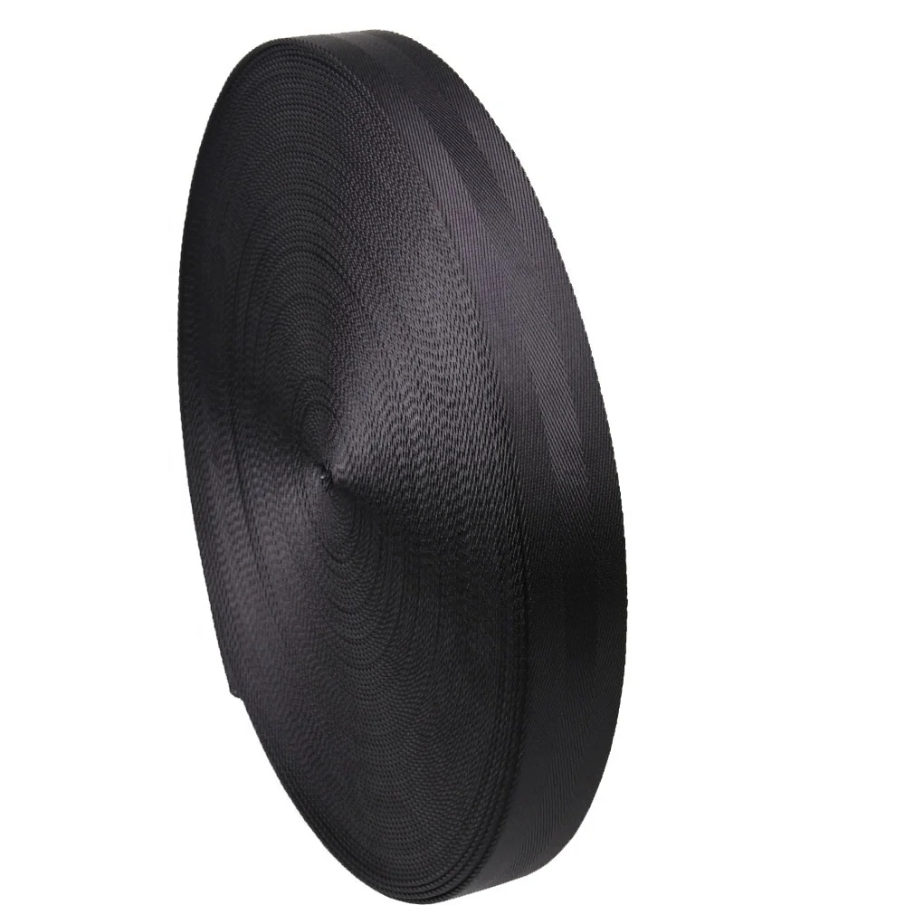 

Thick 1.5 inch black double herringbone nylon webbing