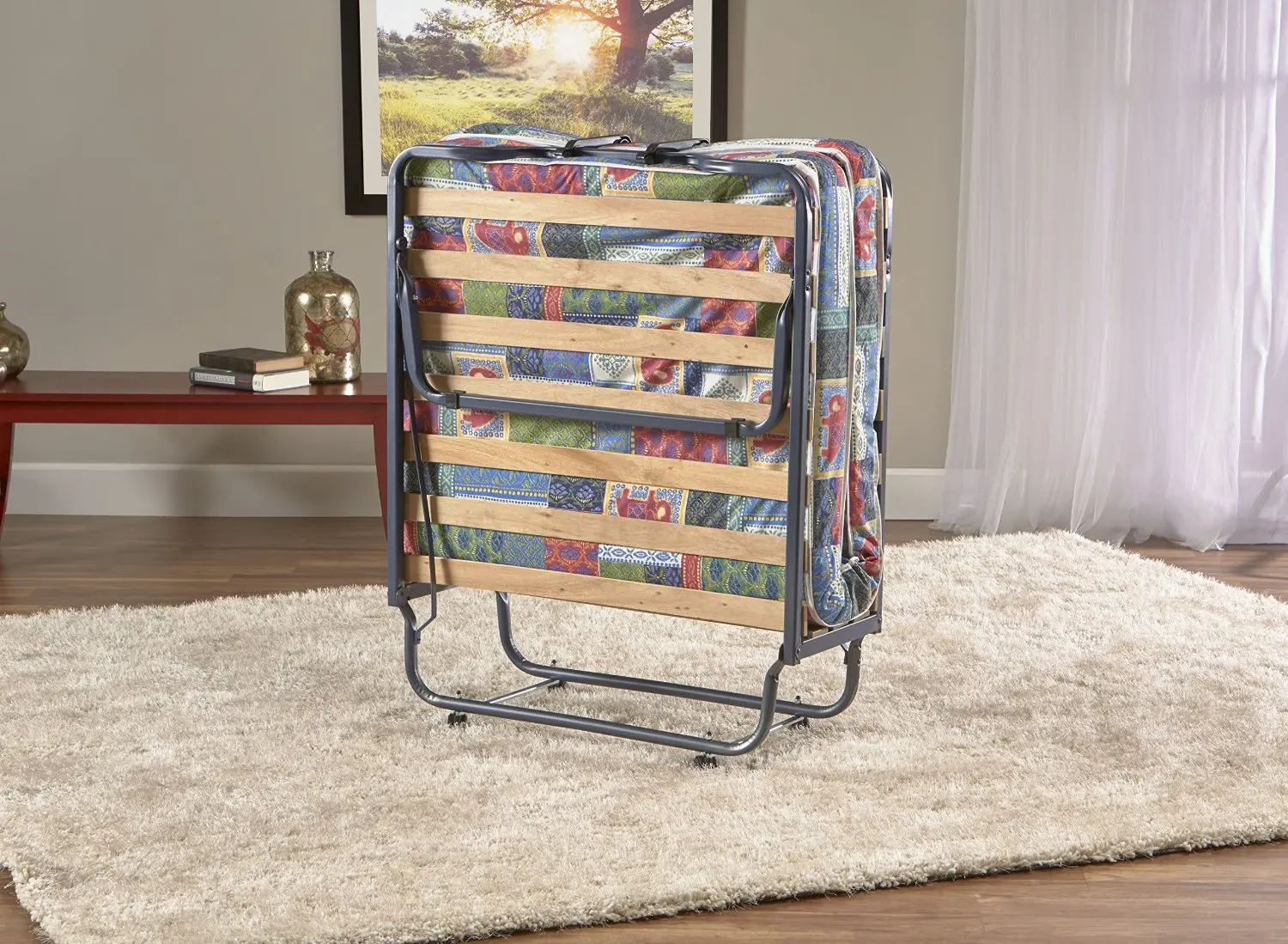 lucid rollaway folding guest bed with 4 inch memory foam mattress