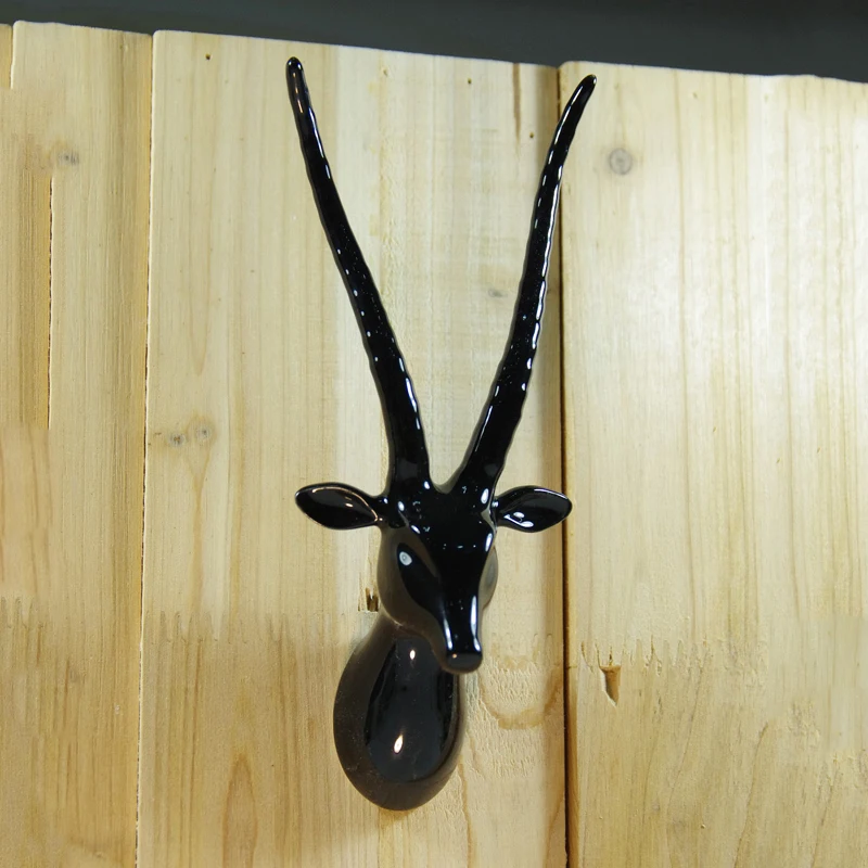 

European style black hanging animal head decorative porcelain wall art for wholesale