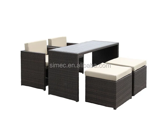 
space saving fashion design new items outdoor dining table with chairs and ottomans 
