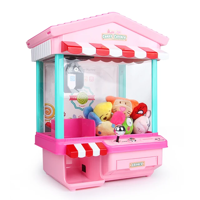 

Xiaoboxing Top selling plastic eleactric mini doll grabber claw machine toy coin operated games for kids, Pink/blue