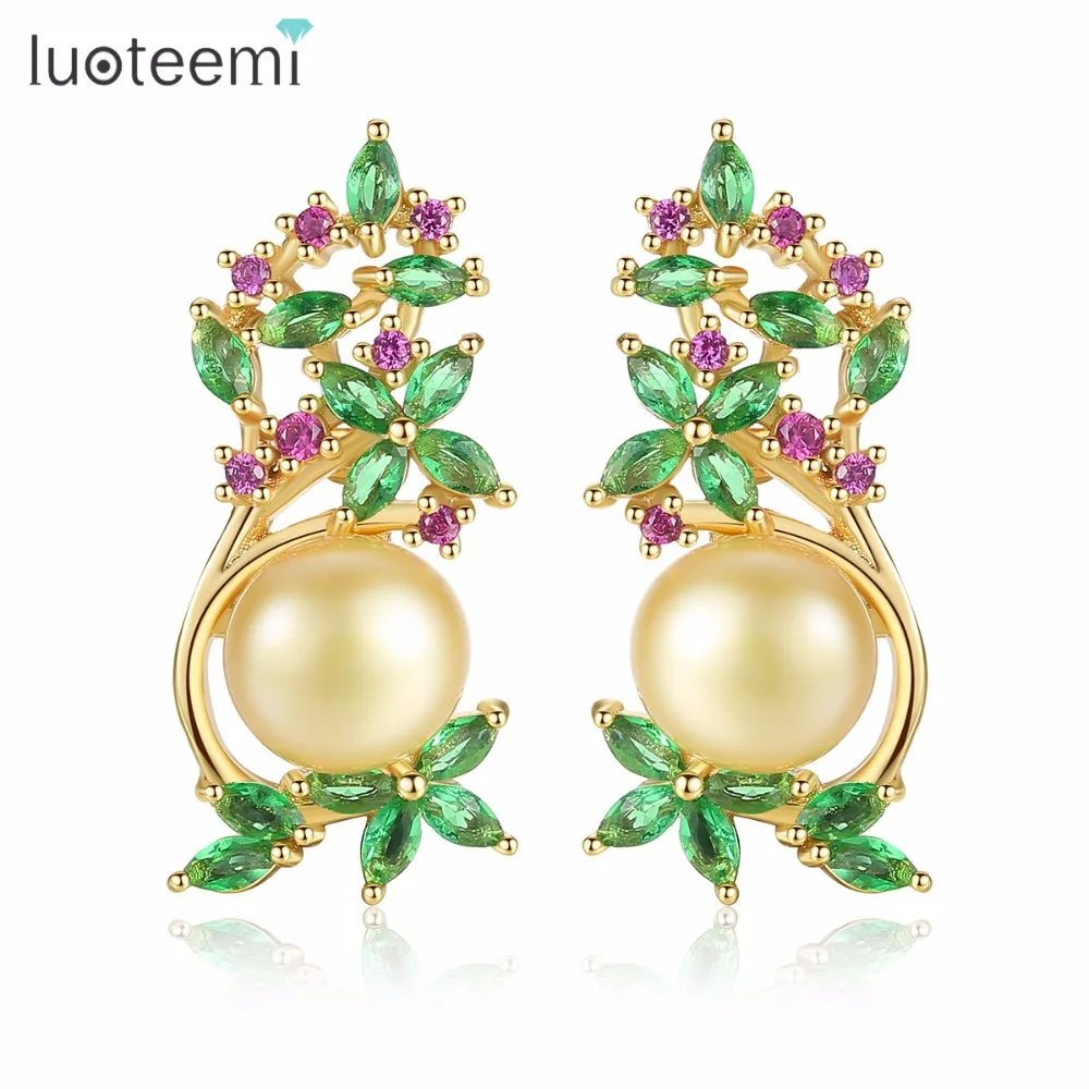 LUOTEEMI Wholesale Fashion Porcelain Flower Shape Cubic Zircon Clear Stone Mounting Single Round Pear; For Women Daily-life