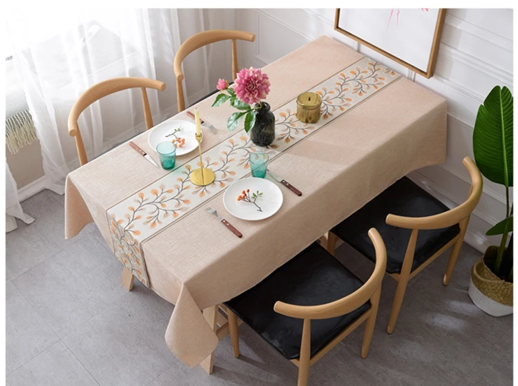 Customized Nordic Japanese fabric cotton and linen simple modern round rectangular table cloth