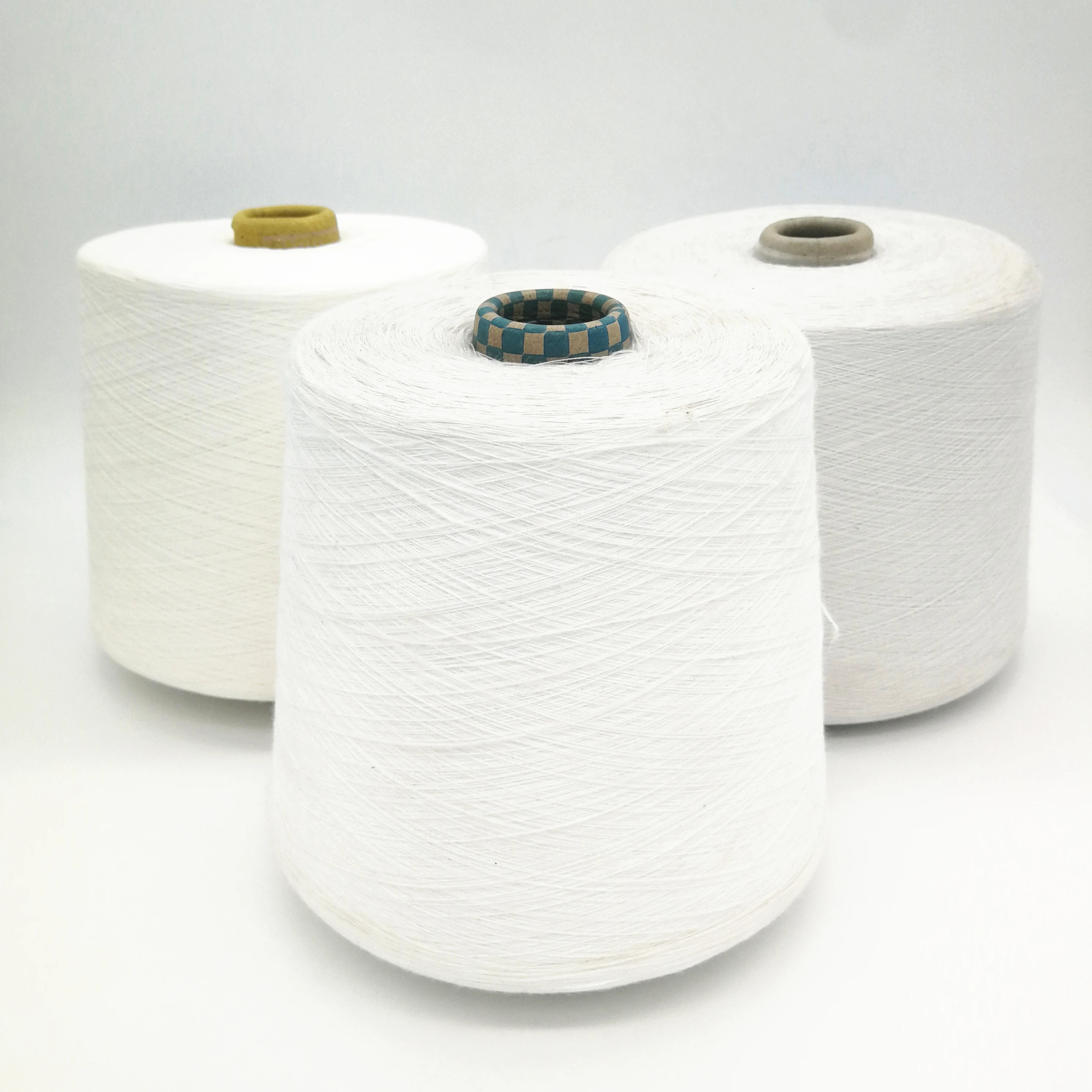 
100% Virgin polyester yarn polyester spun yarn raw white in China use for knitting and weaving 10S,16S,21S,32S 