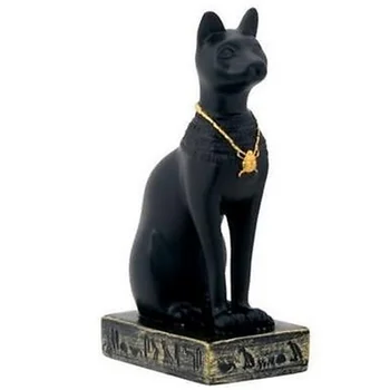 Custom Made Handmade Carved Egyptian Black Cat Resin Statue - Buy Cat