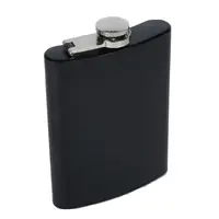 

personalized engraved laser logo black 8oz metal hip flask in stock