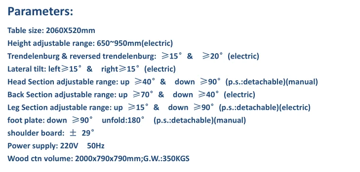 High technology warehouse factory produces electric hydraulic power operation theater table