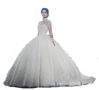 

Customize making High Neck Long sleeve Full back Mariage Lace Wedding Dress Pure White Wedding Gown with Long Tail