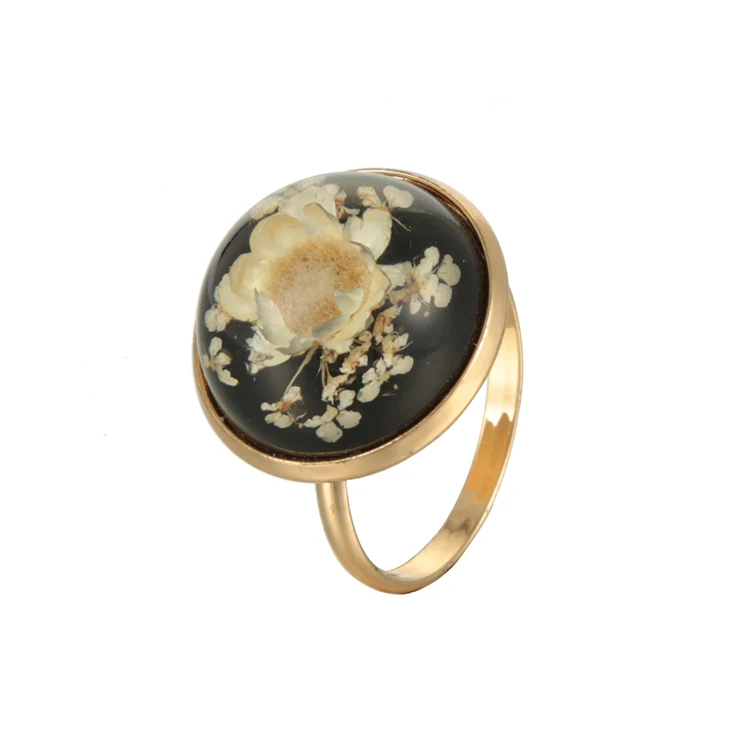 

Excellent quality beautiful gold plated flower style female round mood ring, Different color
